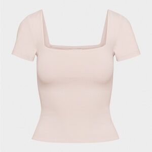 Aritzia Babaton contour bow pink Square Neck Blouse Regular Length